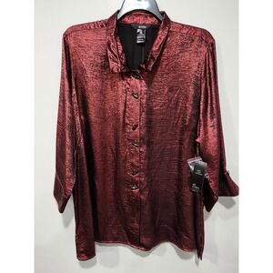 Ali Miles NWT Women's 3xl Button Up 3/4 Sleeve Wire Collar Blouse